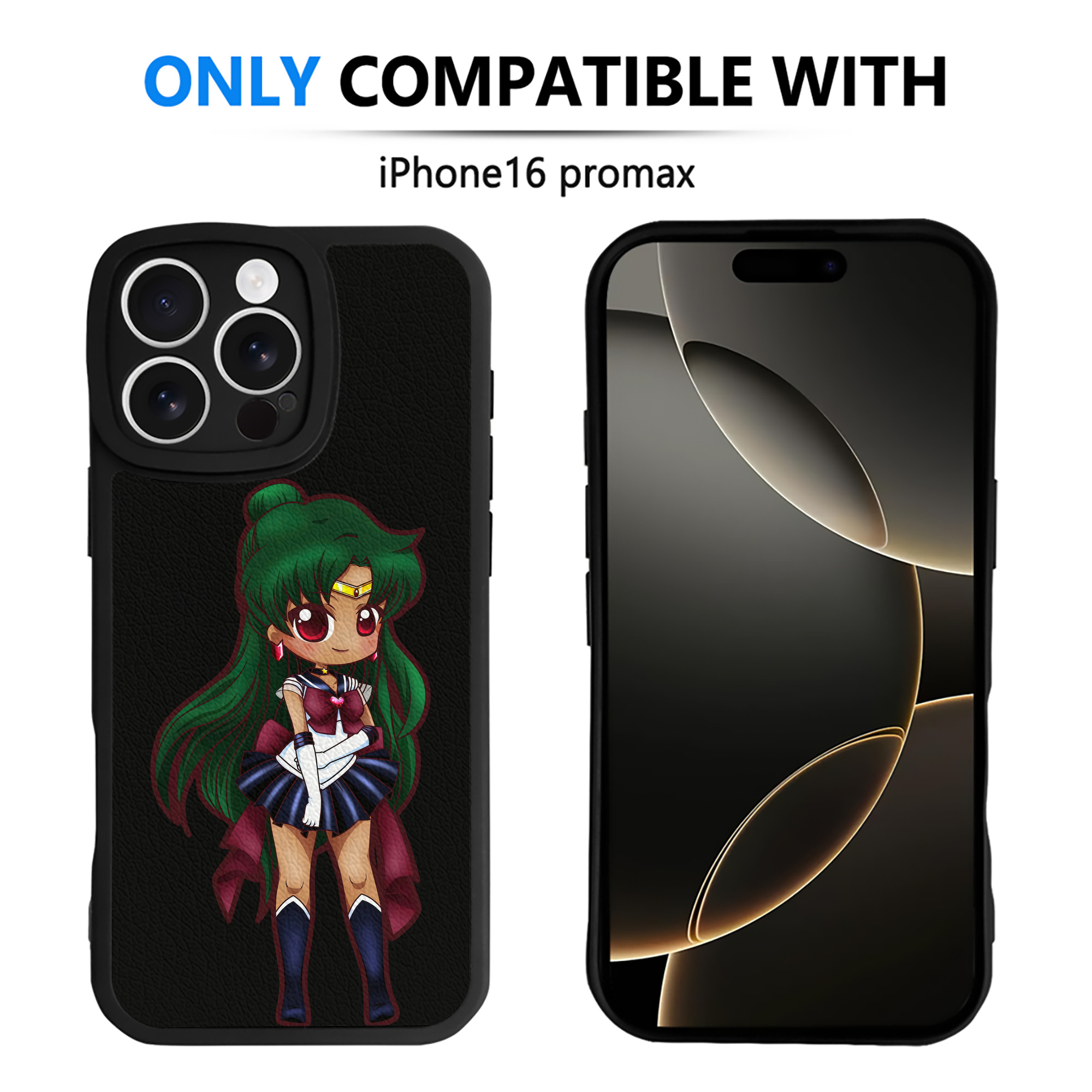 （画像用） 美少女戦士セーラームーン 冥王せつな Sailor Moon Meiou Setsuna 【iPhone 16シリーズ対応】シリコンスマホケース（レザー調） 材質：シリコン